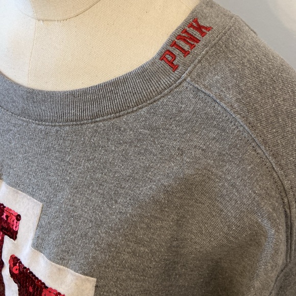 Victoria Secret PINK XS Gray Maroon IU Indiana Hoosiers L/S Bling Sequin Shirt - Picture 5 of 8